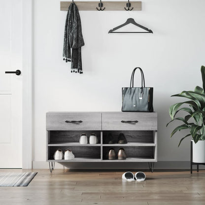 Schuhbank Grau Sonoma 102x35x55 cm Holzwerkstoff - Pazzar.ch