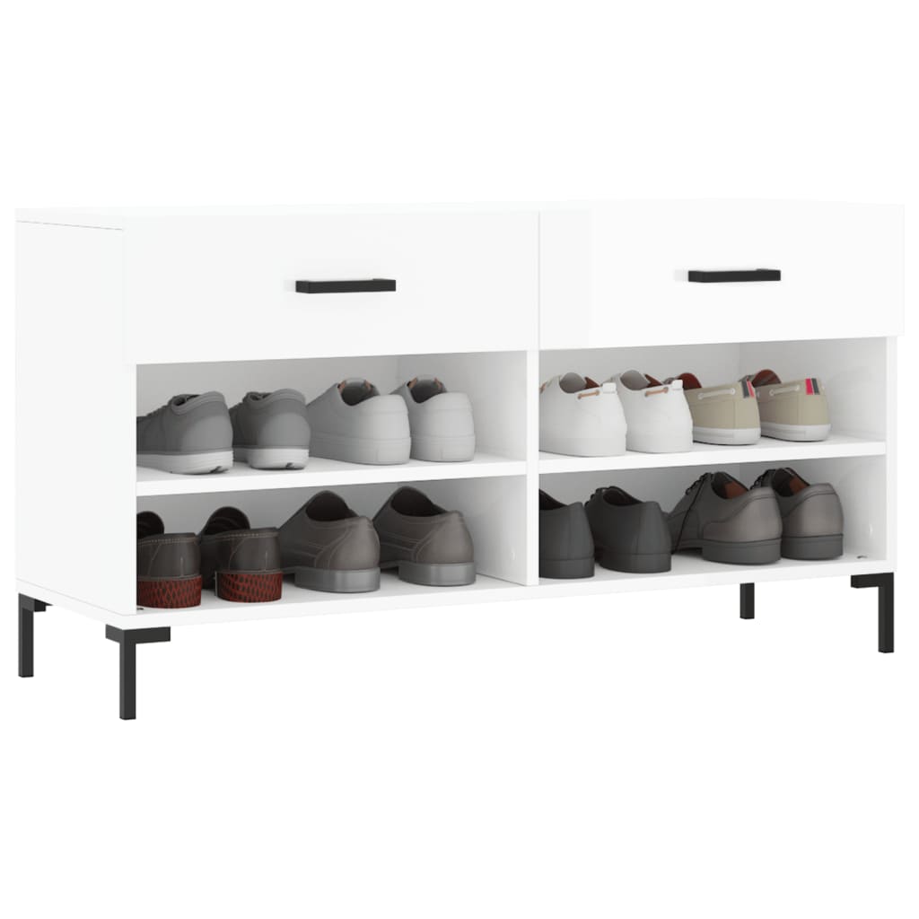 Schuhbank Hochglanz-Weiß 102x35x55 cm Holzwerkstoff - Pazzar.ch