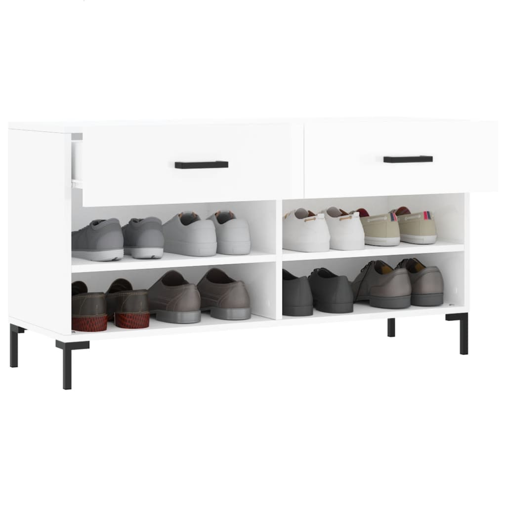 Schuhbank Hochglanz-Weiß 102x35x55 cm Holzwerkstoff - Pazzar.ch
