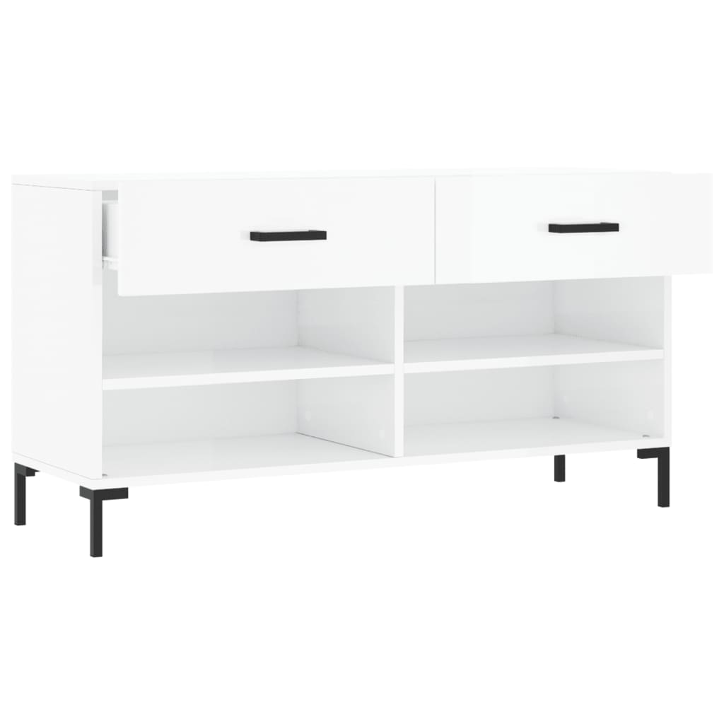 Schuhbank Hochglanz-Weiß 102x35x55 cm Holzwerkstoff - Pazzar.ch