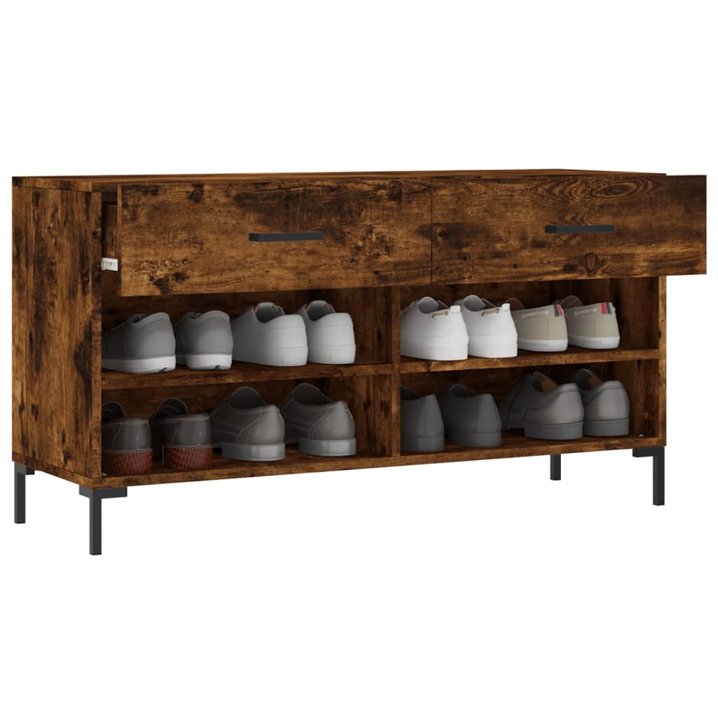 Schuhbank Räuchereiche 102x35x55 cm Holzwerkstoff - Pazzar.ch