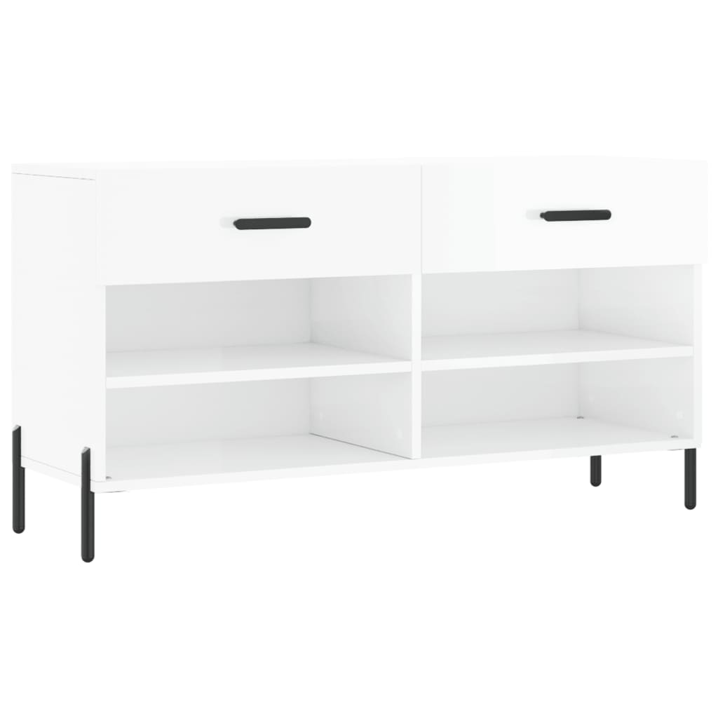 Schuhbank Hochglanz-Weiß 102x35x55 cm Holzwerkstoff - Pazzar.ch