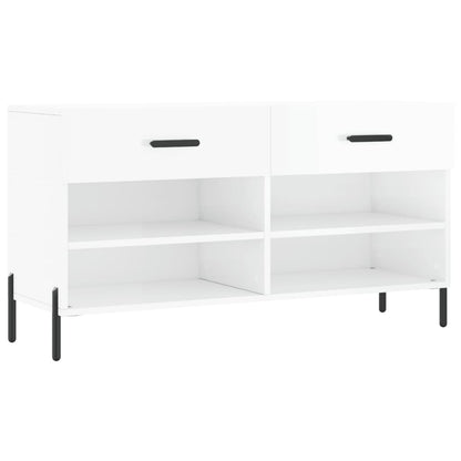 Schuhbank Hochglanz-Weiß 102x35x55 cm Holzwerkstoff - Pazzar.ch