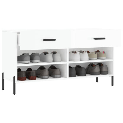 Schuhbank Hochglanz-Weiß 102x35x55 cm Holzwerkstoff - Pazzar.ch