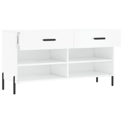 Schuhbank Hochglanz-Weiß 102x35x55 cm Holzwerkstoff - Pazzar.ch