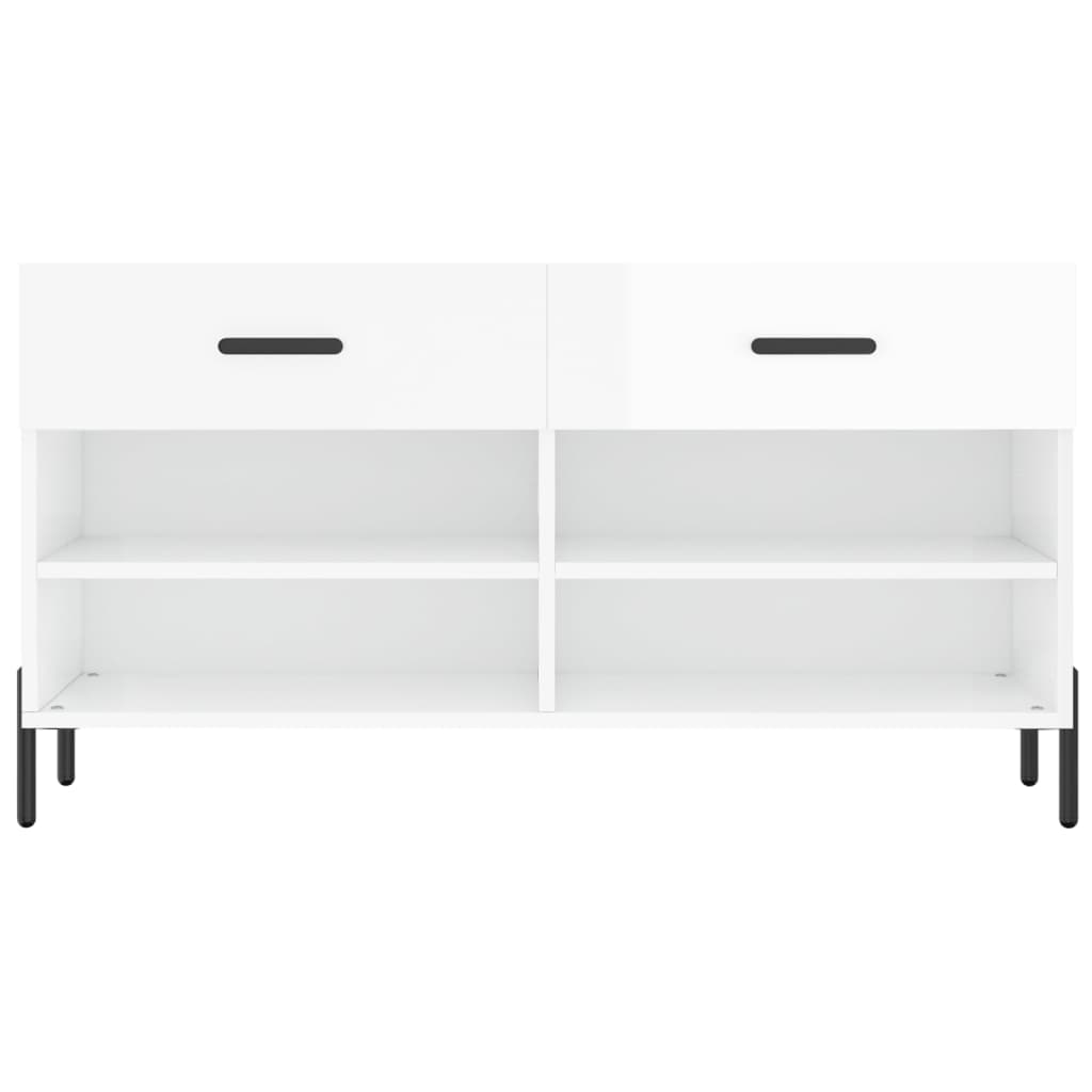 Schuhbank Hochglanz-Weiß 102x35x55 cm Holzwerkstoff - Pazzar.ch