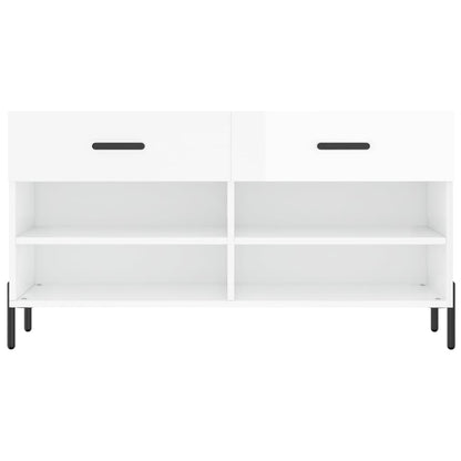 Schuhbank Hochglanz-Weiß 102x35x55 cm Holzwerkstoff - Pazzar.ch
