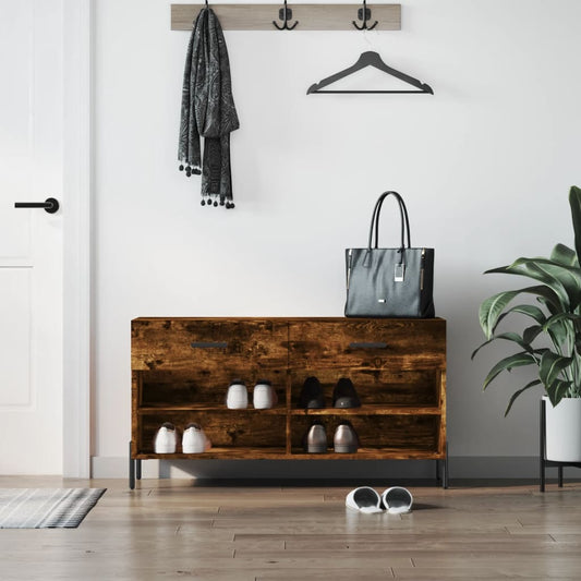 Schuhbank Räuchereiche 102x35x55 cm Holzwerkstoff - Pazzar.ch