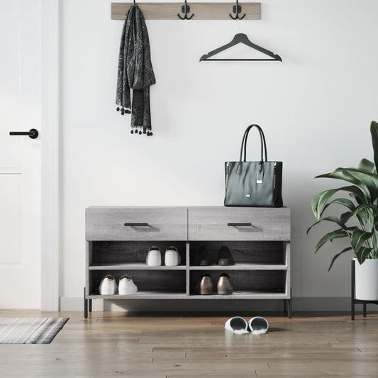 Schuhbank Grau Sonoma 102x35x55 cm Holzwerkstoff - Pazzar.ch