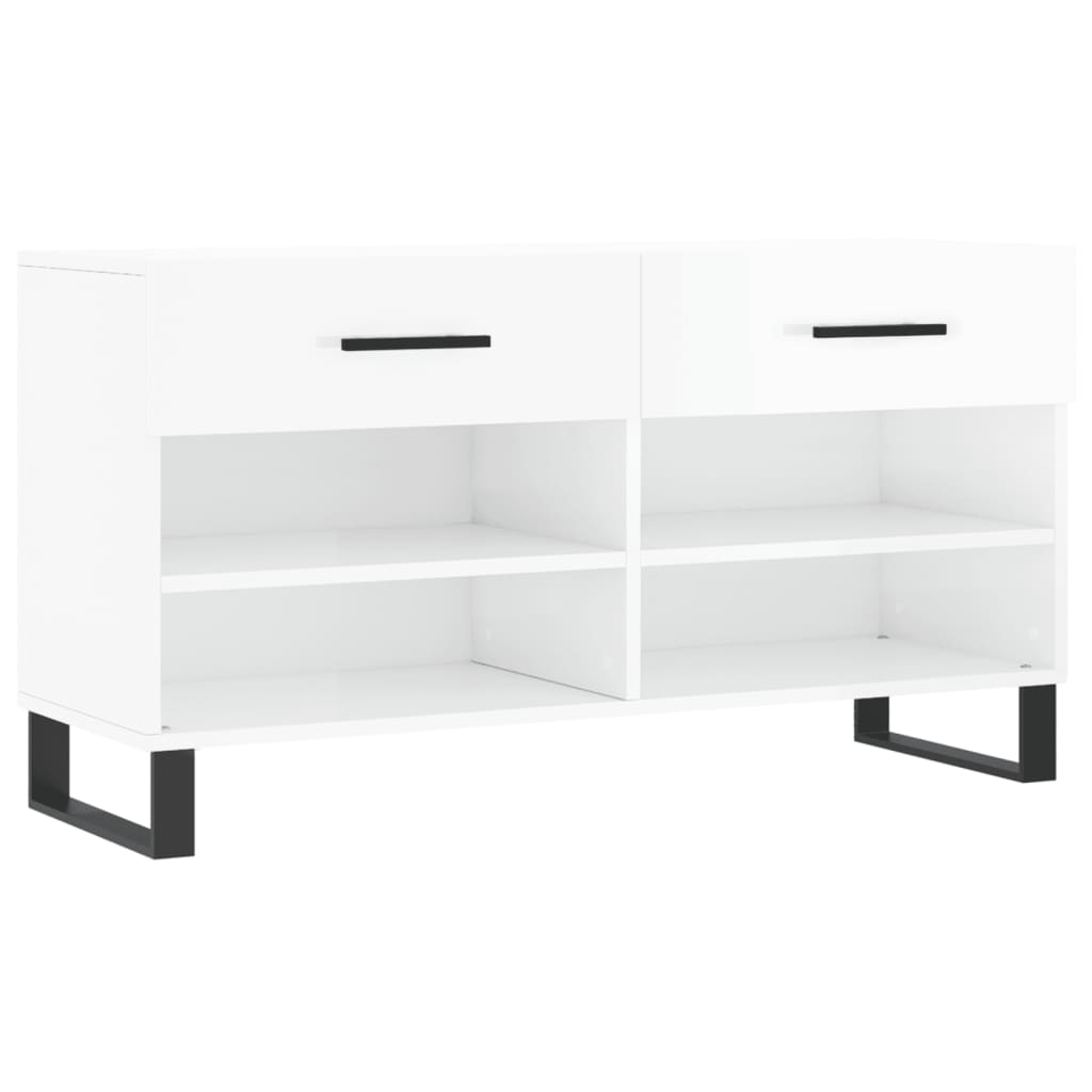 Schuhbank Hochglanz-Weiß 102x35x55 cm Holzwerkstoff - Pazzar.ch