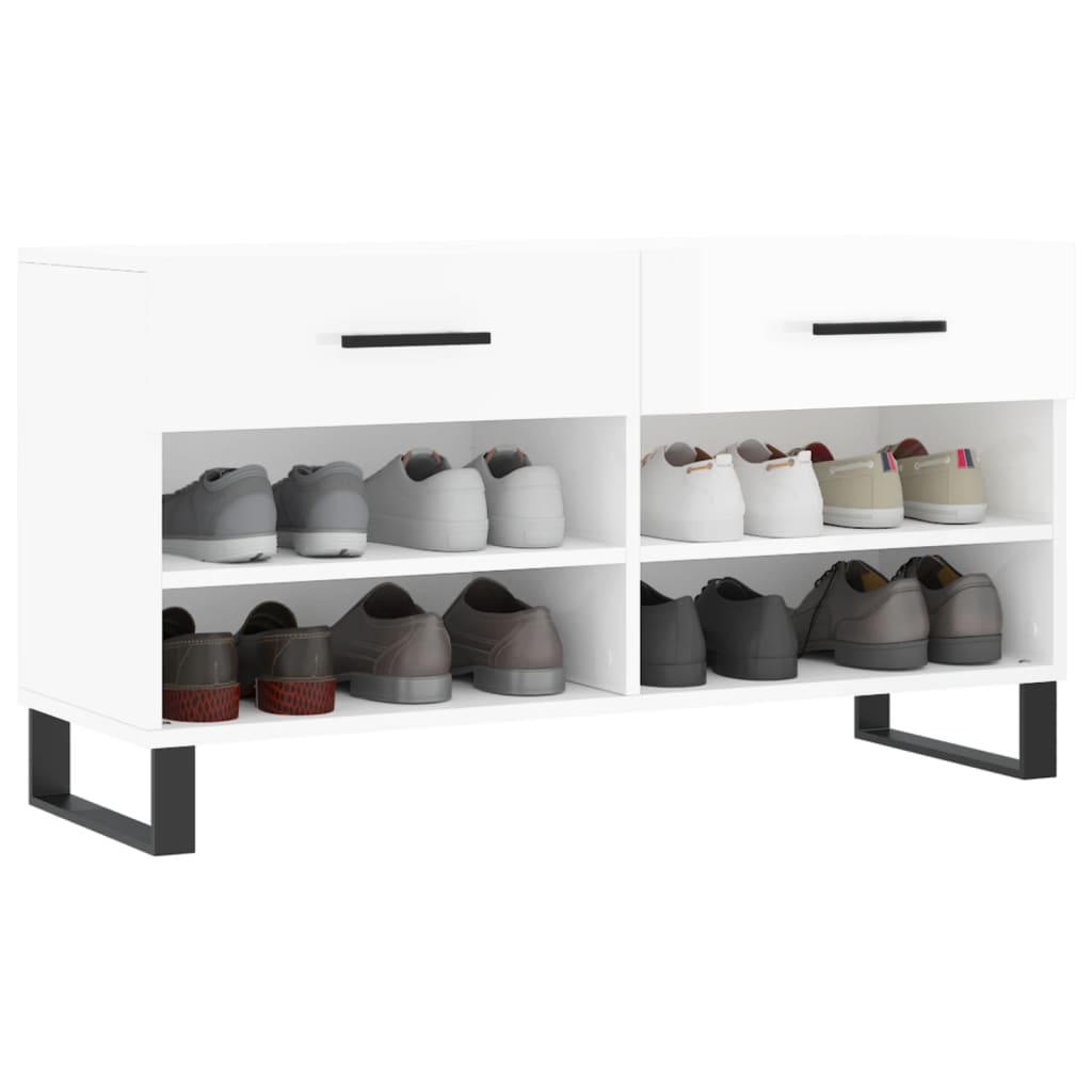 Schuhbank Hochglanz-Weiß 102x35x55 cm Holzwerkstoff - Pazzar.ch