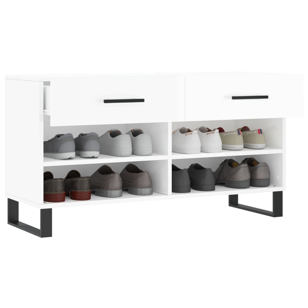 Schuhbank Hochglanz-Weiß 102x35x55 cm Holzwerkstoff - Pazzar.ch