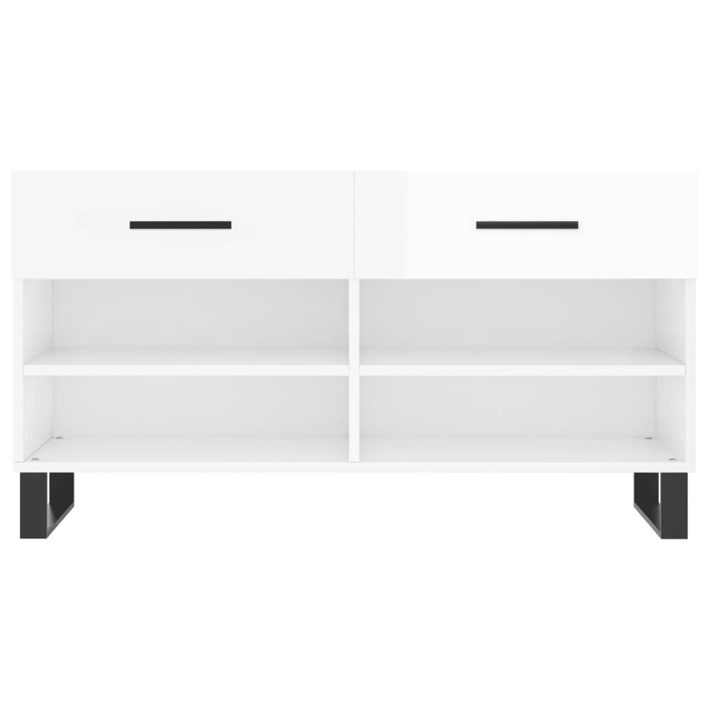 Schuhbank Hochglanz-Weiß 102x35x55 cm Holzwerkstoff - Pazzar.ch