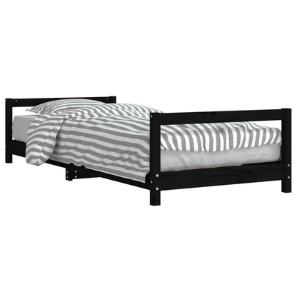 Kinderbett Schwarz 80x200 cm Massivholz Kiefer - Pazzar.ch