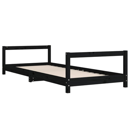 Kinderbett Schwarz 80x200 cm Massivholz Kiefer - Pazzar.ch