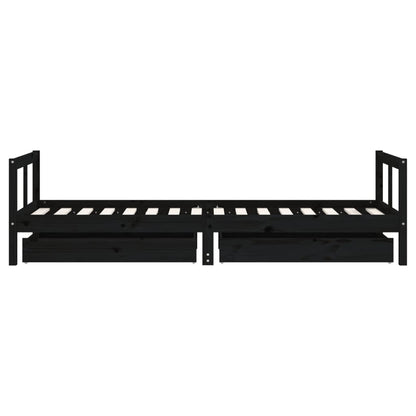 Kinderbett mit Schubladen Schwarz 80x200 cm Massivholz Kiefer - Pazzar.ch