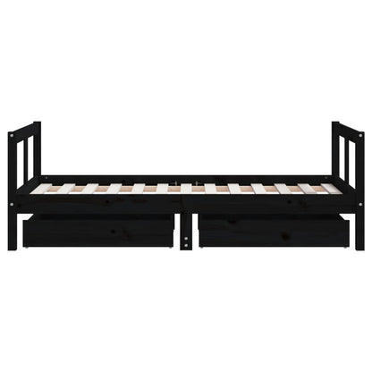Kinderbett mit Schubladen Schwarz 80x160 cm Massivholz Kiefer - Pazzar.ch