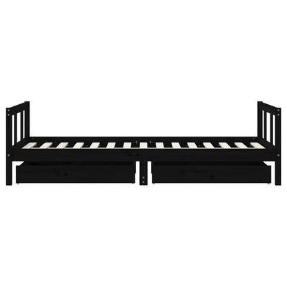 Kinderbett mit Schubladen Schwarz 90x190 cm Massivholz Kiefer - Pazzar.ch
