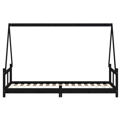 Kinderbett Schwarz 80x200 cm Massivholz Kiefer - Pazzar.ch