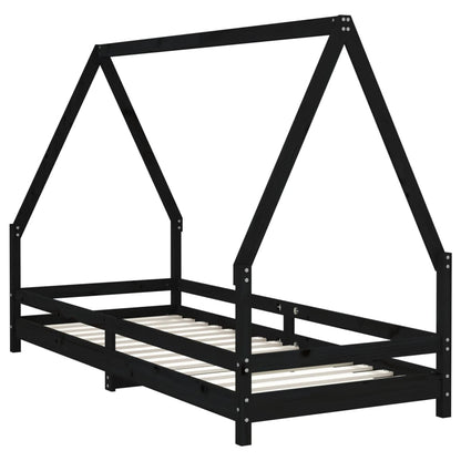 Kinderbett Schwarz 80x200 cm Massivholz Kiefer - Pazzar.ch