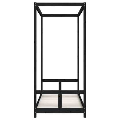 Kinderbett Schwarz 80x200 cm Massivholz Kiefer - Pazzar.ch