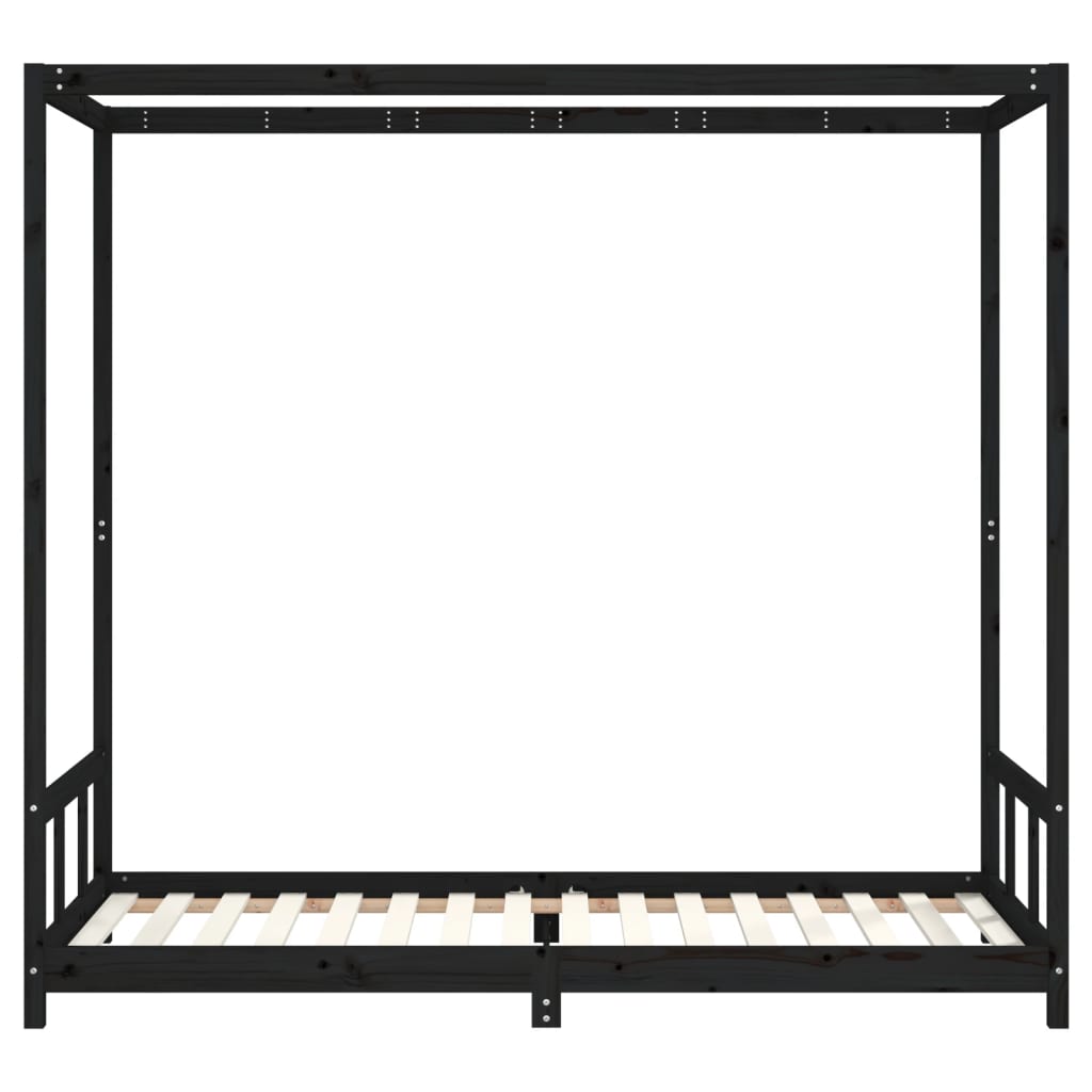 Kinderbett Schwarz 90x200 cm Massivholz Kiefer - Pazzar.ch