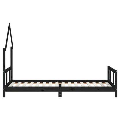 Kinderbett Schwarz 90x200 cm Massivholz Kiefer - Pazzar.ch