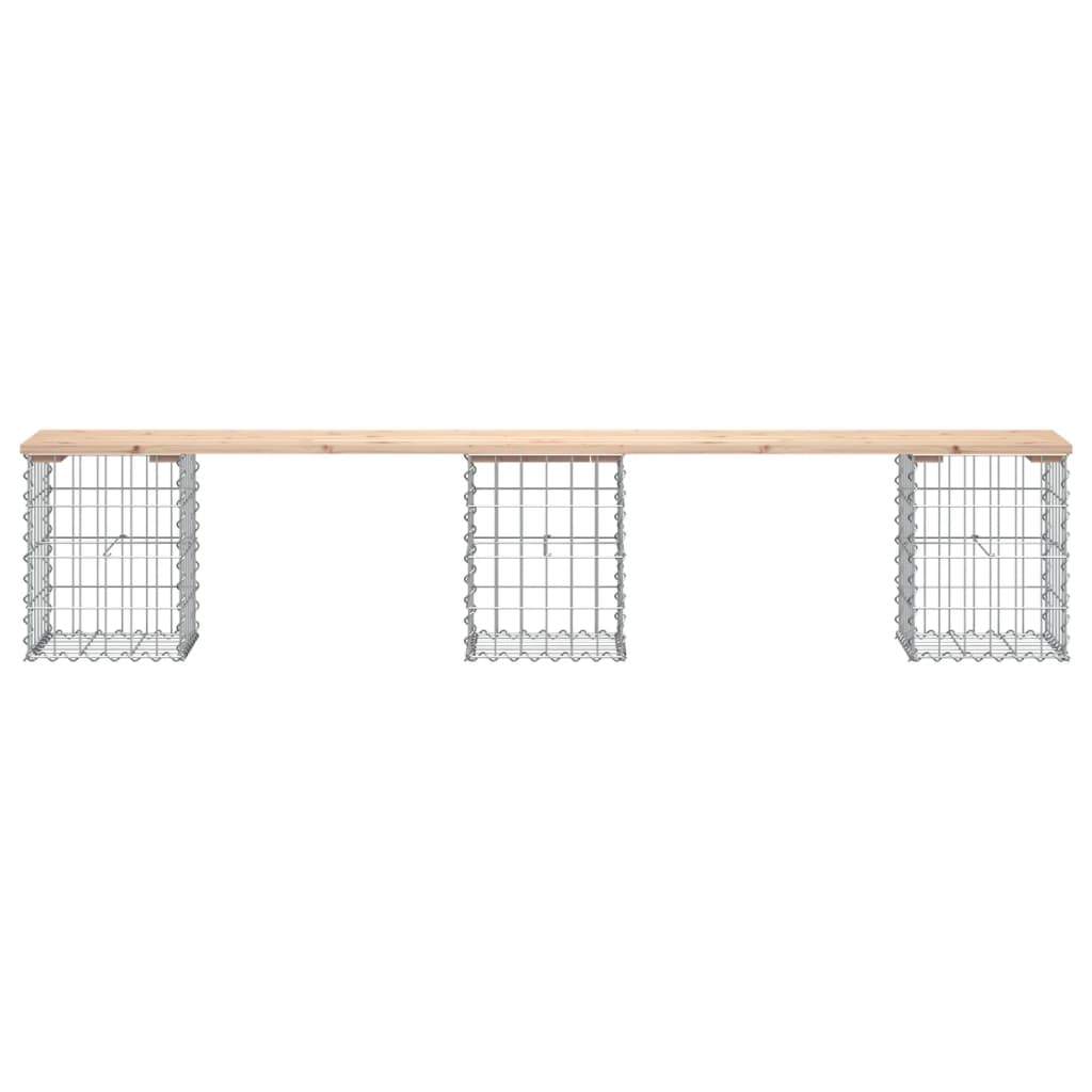 Gartenbank aus Gabionen 203x31x42 cm Massivholz Kiefer - Pazzar.ch