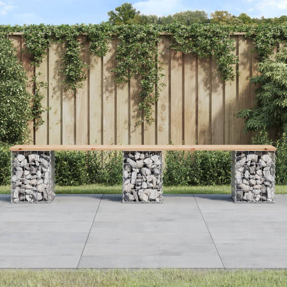 Gartenbank aus Gabionen 203x31x42 cm Massivholz Kiefer - Pazzar.ch