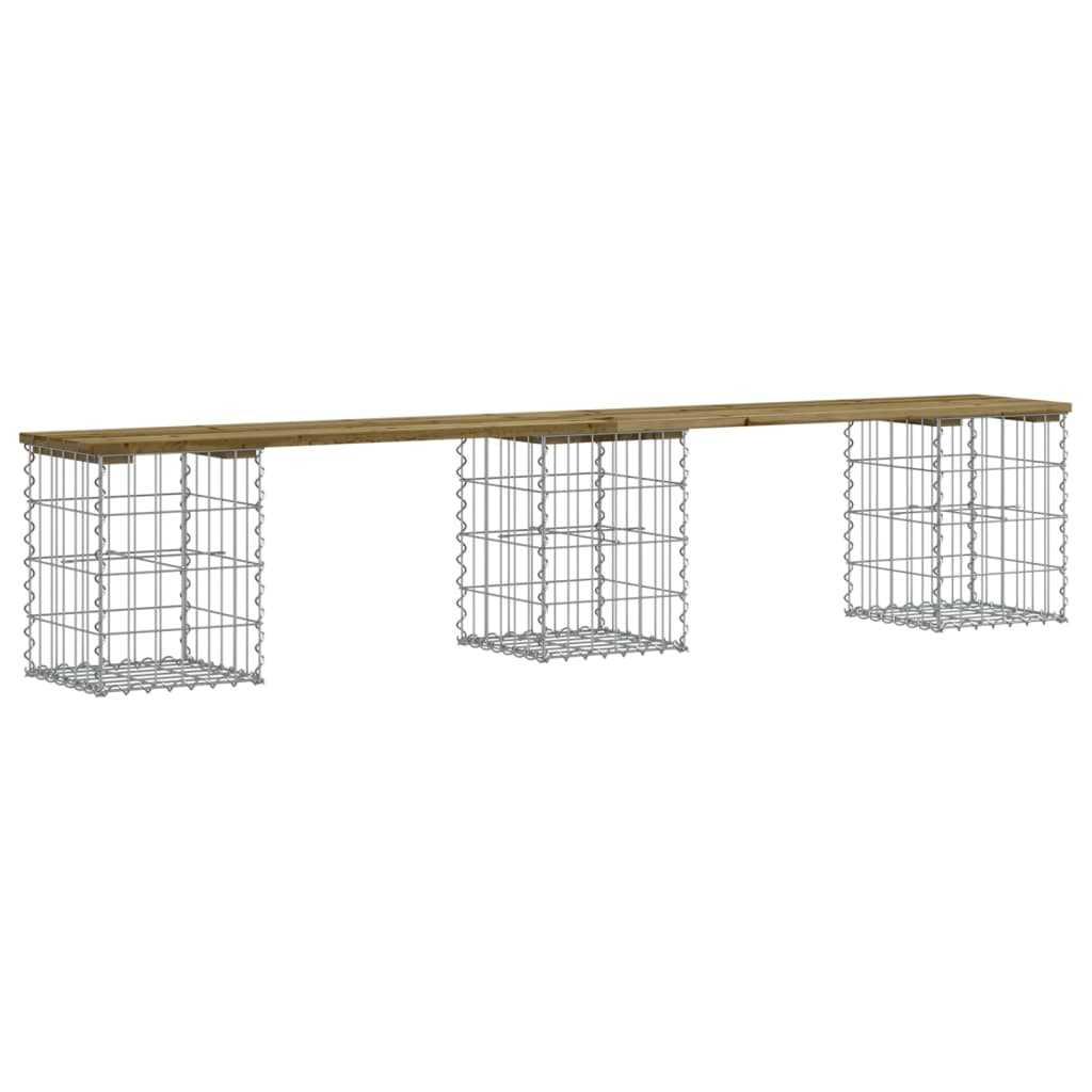 Gartenbank aus Gabionen 203x31x42 cm Kiefernholz Imprägniert - Pazzar.ch
