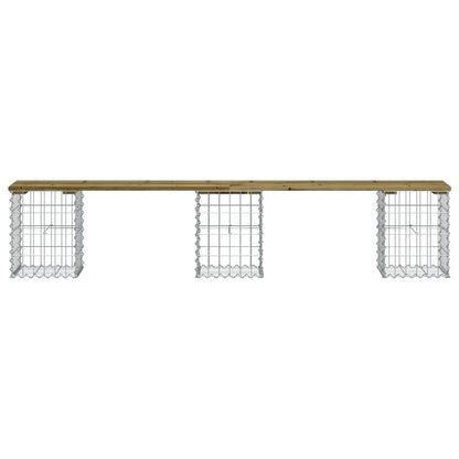 Gartenbank aus Gabionen 203x31x42 cm Kiefernholz Imprägniert - Pazzar.ch