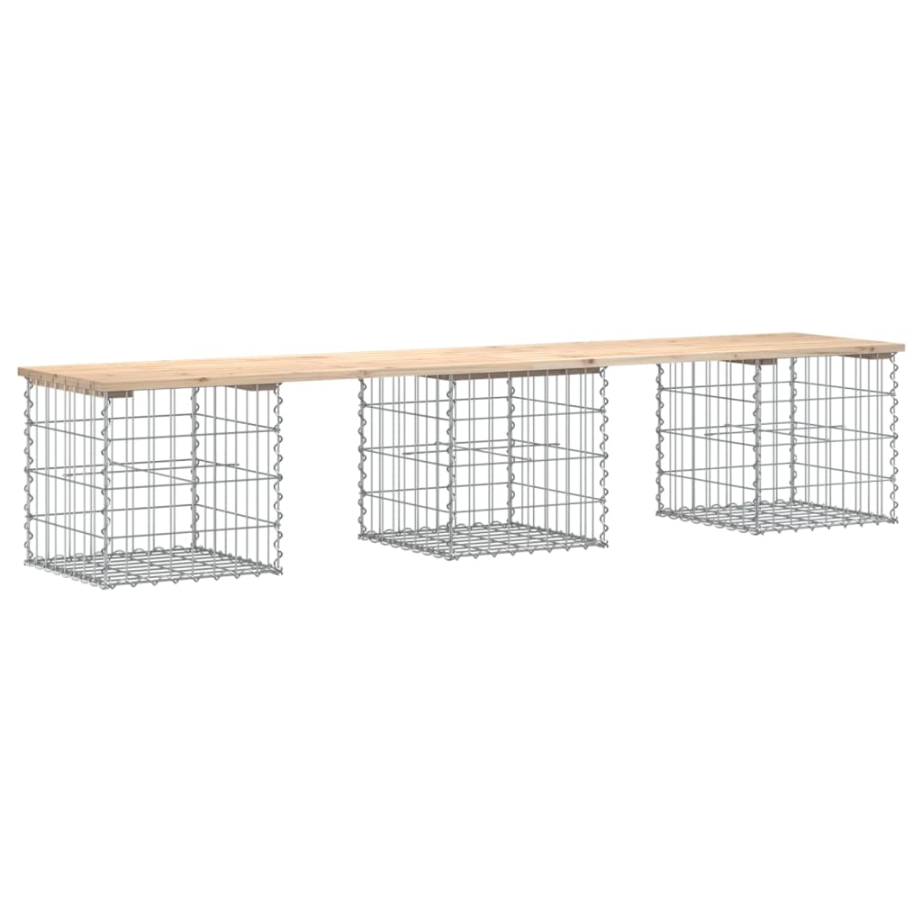 Gartenbank aus Gabionen 203x44x42 cm Massivholz Kiefer - Pazzar.ch