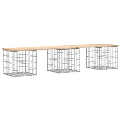 Gartenbank aus Gabionen 203x44x42 cm Massivholz Kiefer - Pazzar.ch