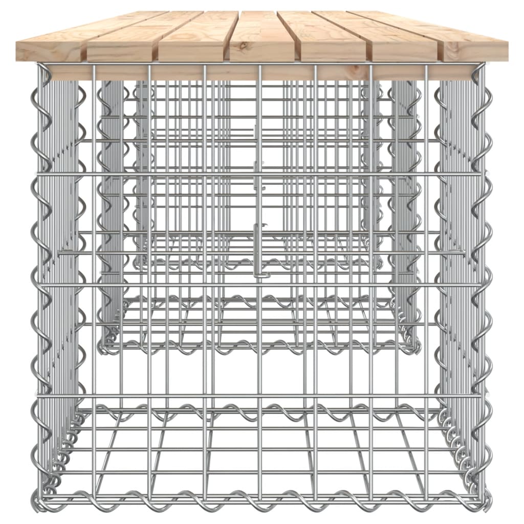 Gartenbank aus Gabionen 203x44x42 cm Massivholz Kiefer - Pazzar.ch