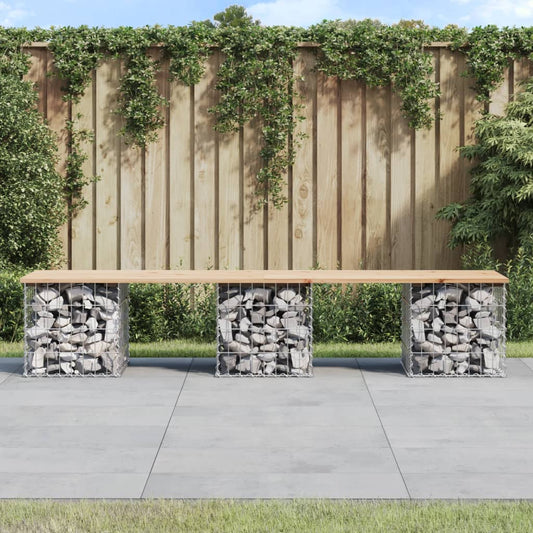 Gartenbank aus Gabionen 203x44x42 cm Massivholz Kiefer - Pazzar.ch