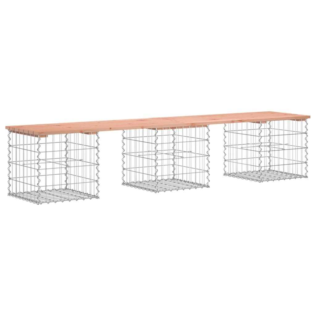 Gartenbank aus Gabionen 203x44x42 cm Massivholz Douglasie - Pazzar.ch