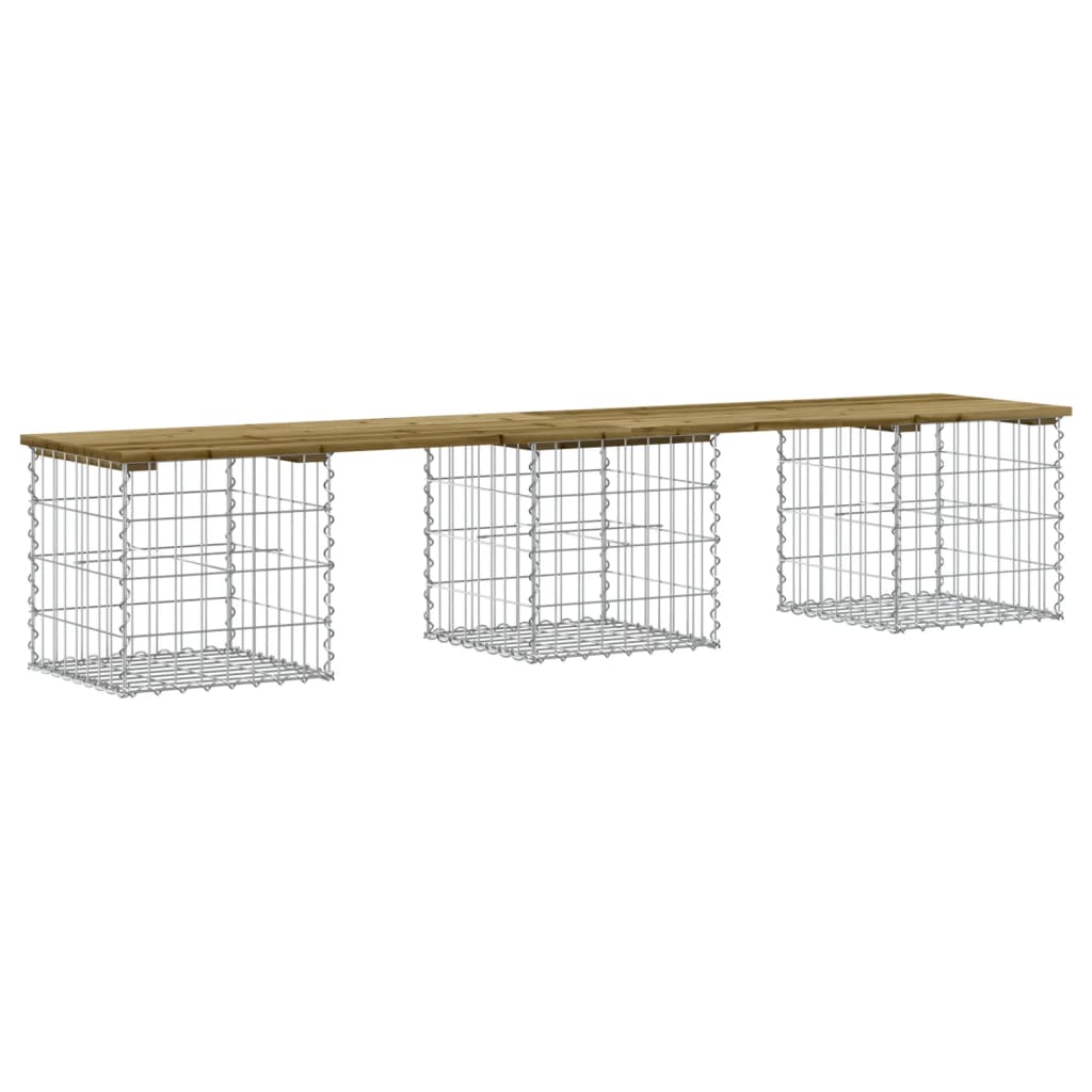 Gartenbank aus Gabionen 203x44x42 cm Kiefernholz Imprägniert - Pazzar.ch