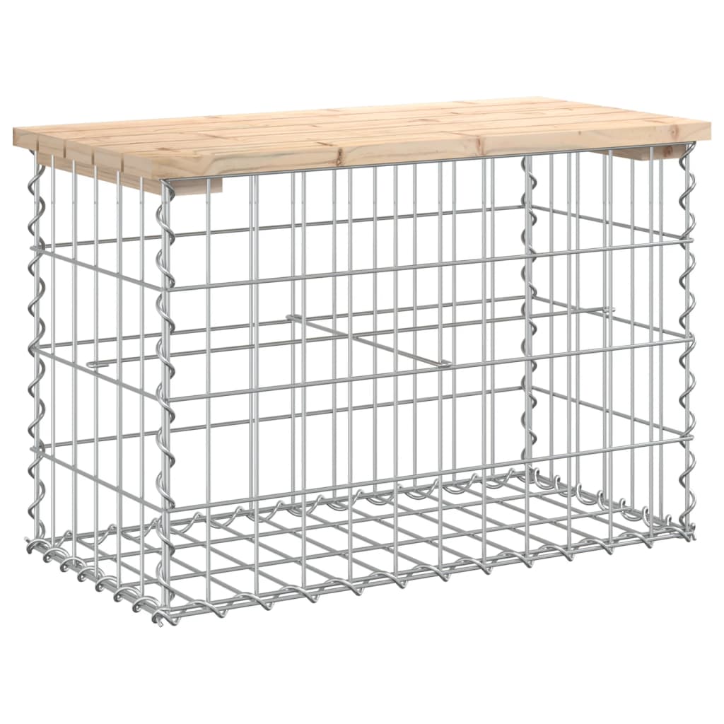 Gartenbank aus Gabionen 63x31,5x42 cm Massivholz Kiefer - Pazzar.ch