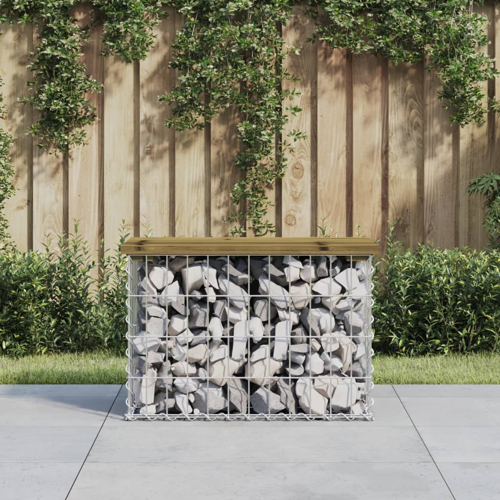 Gartenbank aus Gabionen 63x31,5x42 cm Kiefernholz Imprägniert - Pazzar.ch