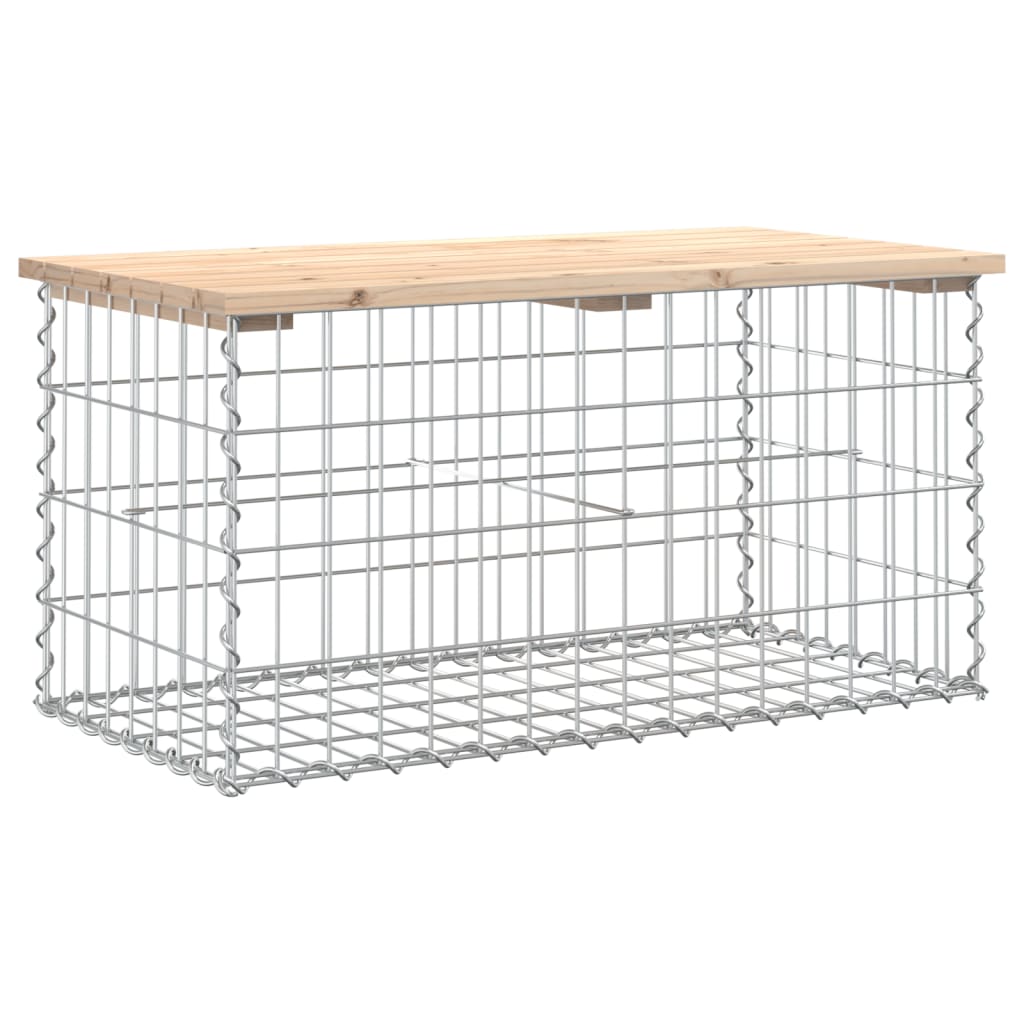 Gartenbank aus Gabionen 83x44x42 cm Massivholz Kiefer - Pazzar.ch