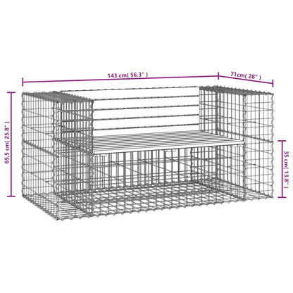 Gartenbank aus Gabionen 143x71x65,5 cm Massivholz Douglasie - Pazzar.ch
