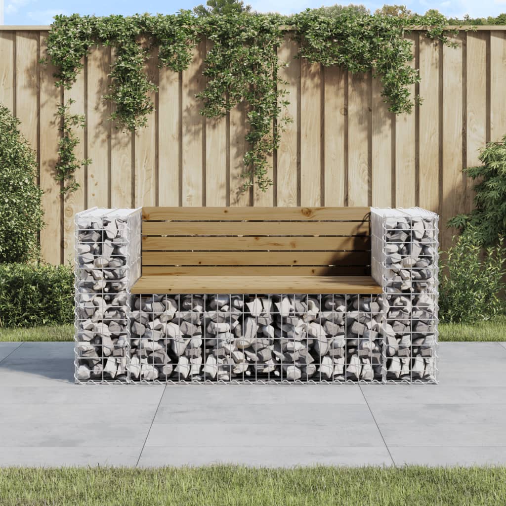Gartenbank aus Gabionen 143x71x65,5 cm Kiefernholz Imprägniert - Pazzar.ch
