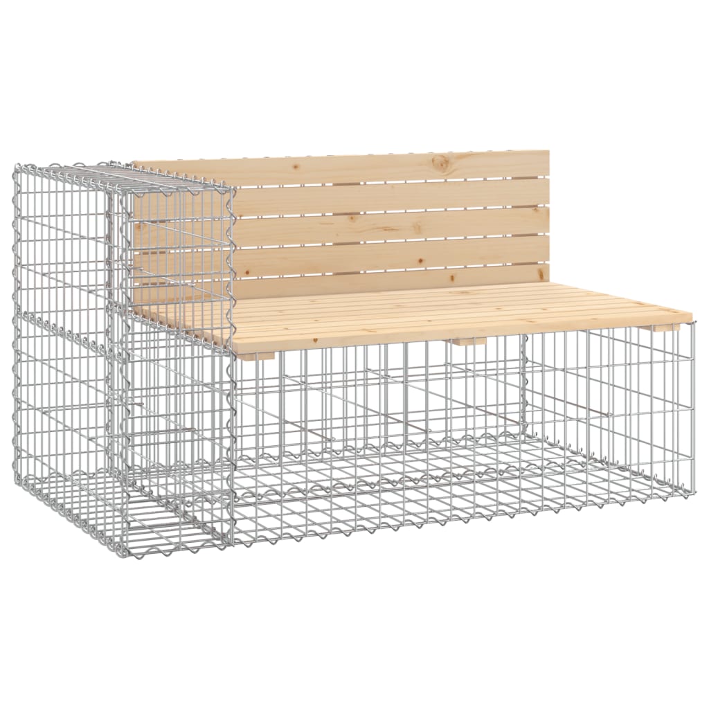 Gartenbank aus Gabionen 122x71x65,5 cm Massivholz Kiefer - Pazzar.ch
