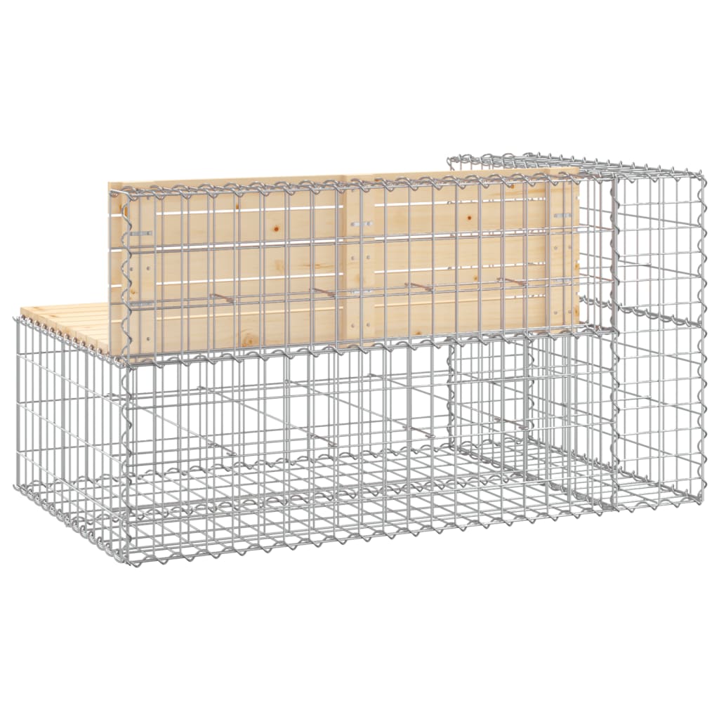 Gartenbank aus Gabionen 122x71x65,5 cm Massivholz Kiefer - Pazzar.ch