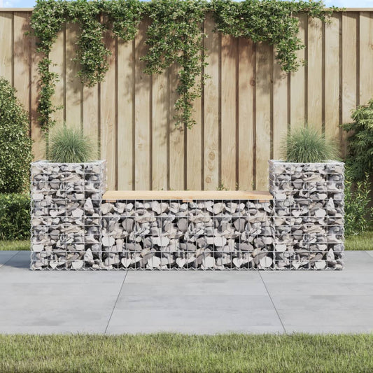 Gartenbank aus Gabionen 183x41x60,5 cm Massivholz Kiefer - Pazzar.ch