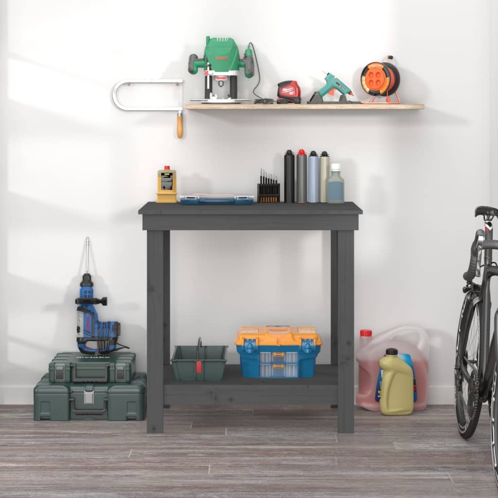 Werkbank Grau 80x50x80 cm Massivholz Kiefer - Pazzar.ch