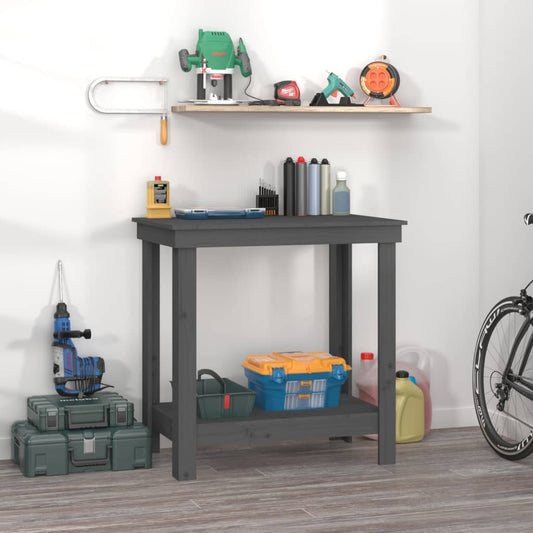 Werkbank Grau 80x50x80 cm Massivholz Kiefer - Pazzar.ch