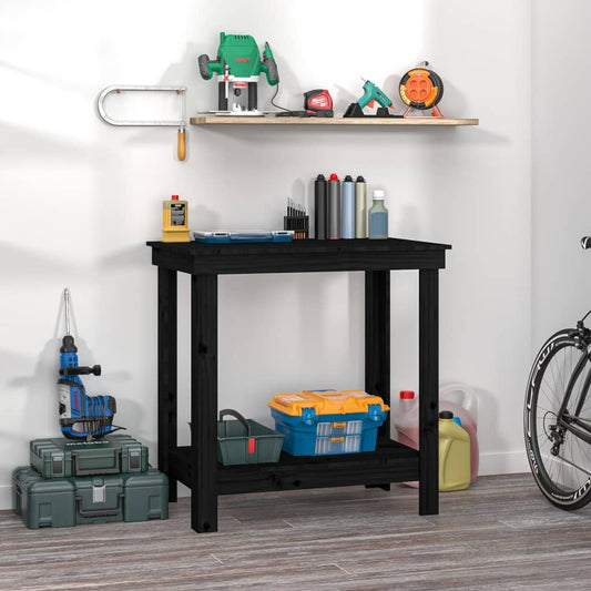 Werkbank Schwarz 80x50x80 cm Massivholz Kiefer - Pazzar.ch