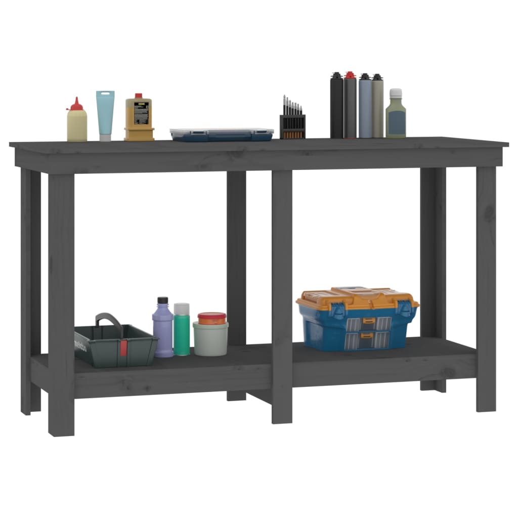 Werkbank Grau 140x50x80 cm Massivholz Kiefer - Pazzar.ch