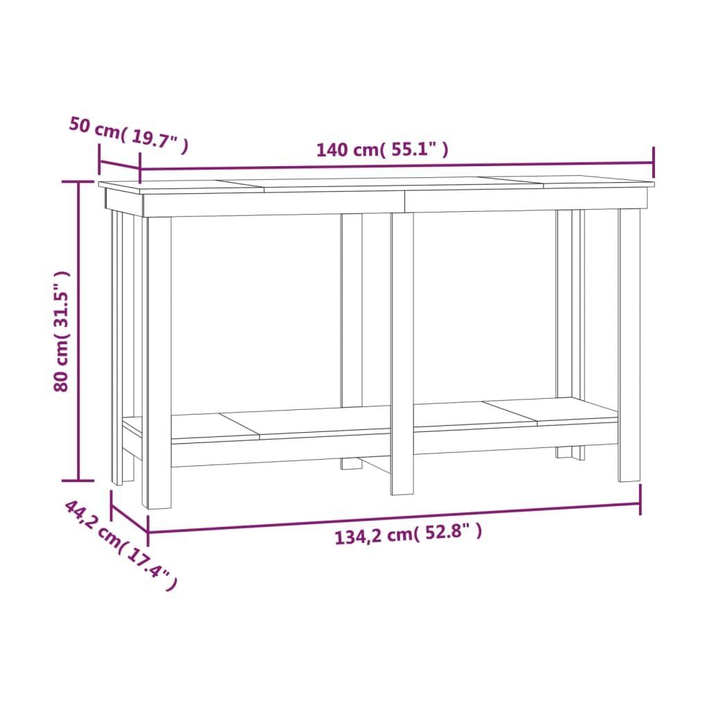 Werkbank Grau 140x50x80 cm Massivholz Kiefer - Pazzar.ch